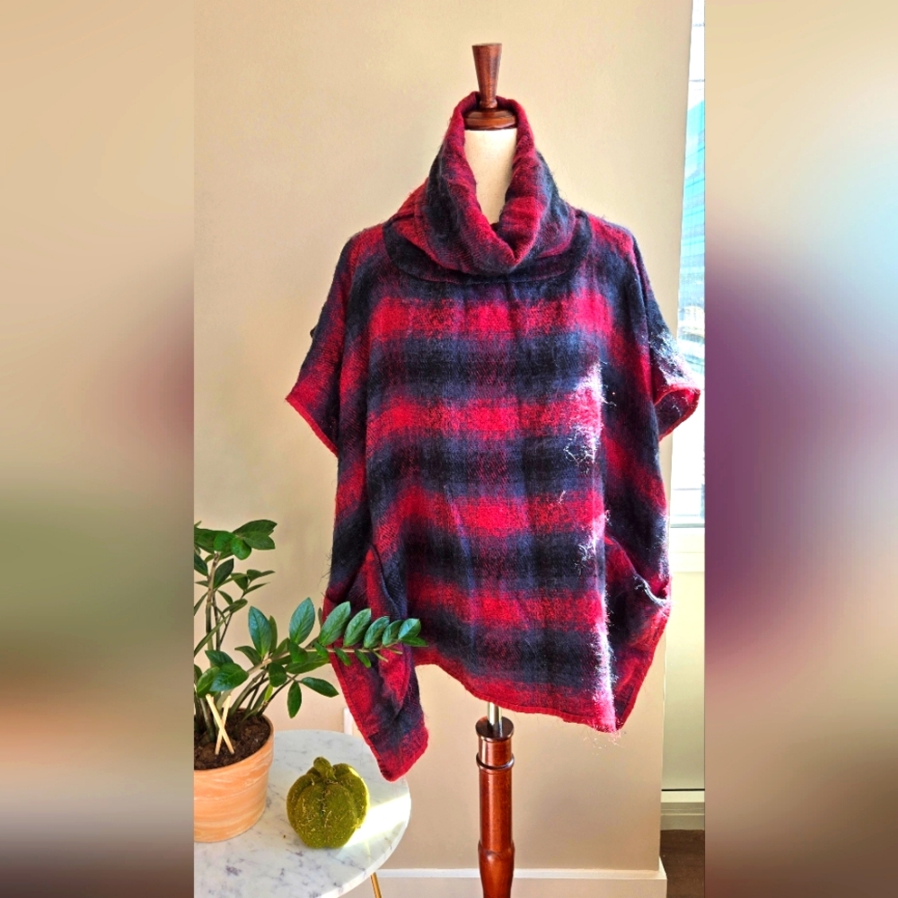 BCBGeneration Plaid Cowl Neck Poncho - Bold and Cozy!